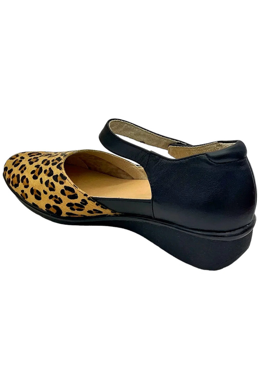 Revere Adjustable Leather Mary Janes Osaka Black Leopard - Wide - Picture 3 of 3